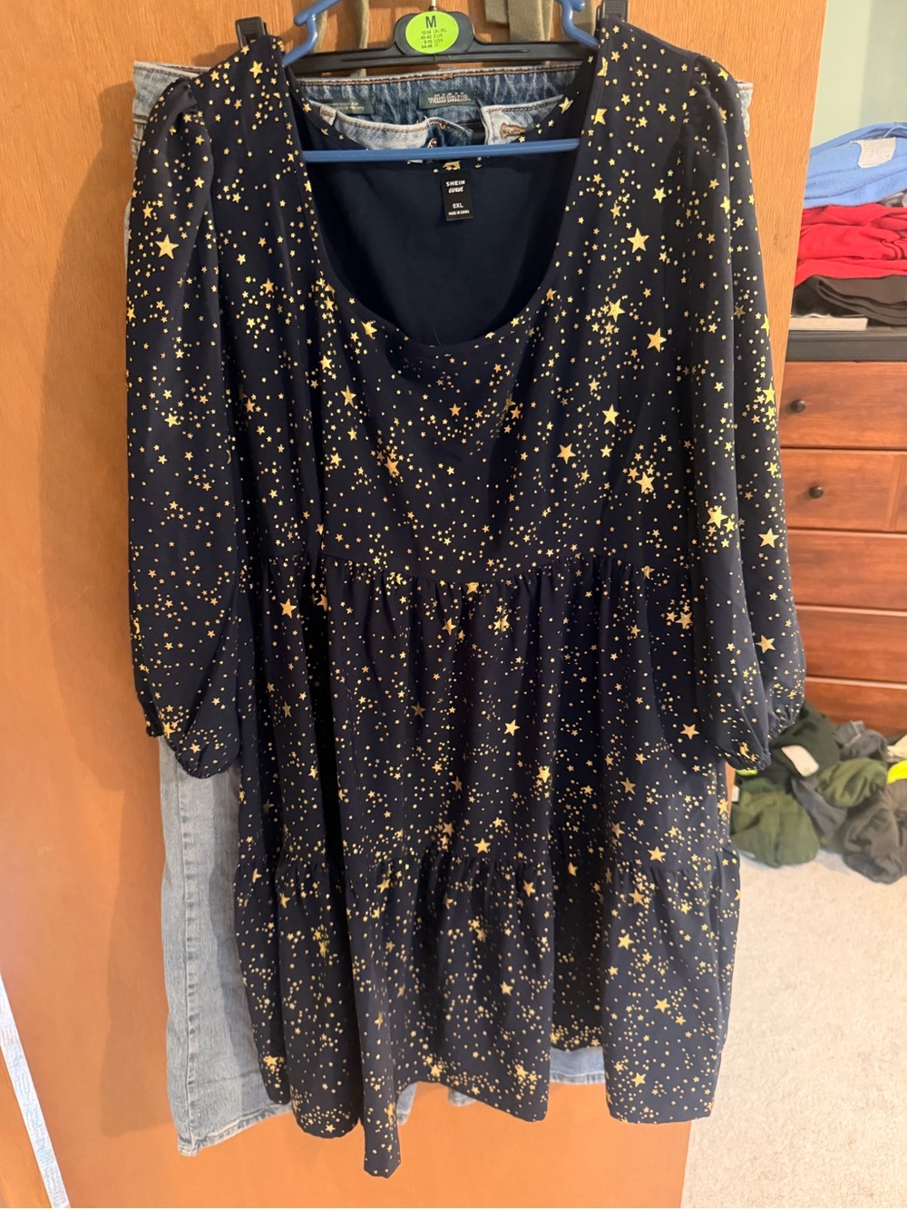 SHEIN Navy Top with Gold Star Accents